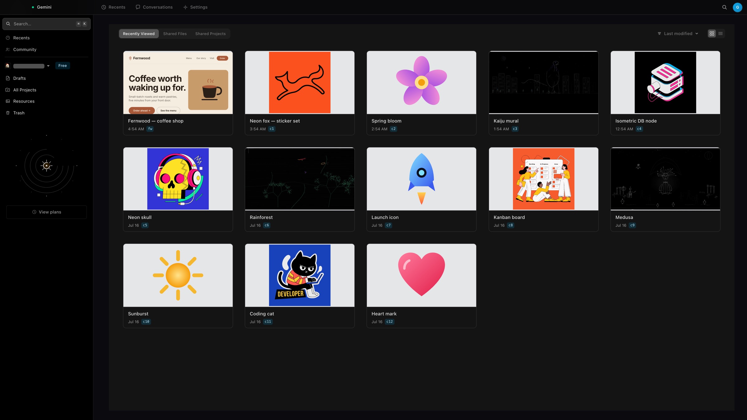 A gallery of work made in Clearly — sticker sets, brand art, line art and more